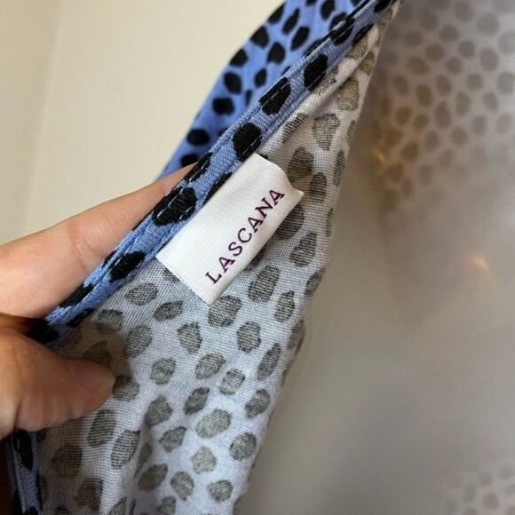 Lascana Blue Printed Smocked Wrap Look Top Size 8/10 - Picture 5 of 8